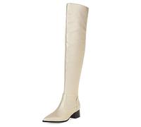 Gueploer Stivali sopra Il Ginocchio, Stivali A Punta con Tacchi A Blocco da Donna per Partito, Quotidiano, Lavoro,2#,34 EU
