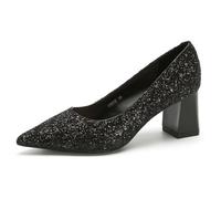 Gueploer Tacchi Alti da Donna, décolleté con Punta Chiusa e Tacco a Blocco, Scarpe Glitter per Feste, Vita Quotidiana, Ufficio, Matrimonio,Nero,39 EU