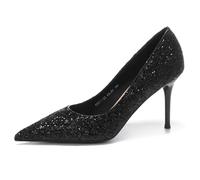 Gueploer Tacchi Alti da Donna, Décolleté Nere Glitterate per Feste con Punta Chiusa, Stiletto Classico per La Vita Quotidiana E L'Ufficio,8.5cm,35 EU