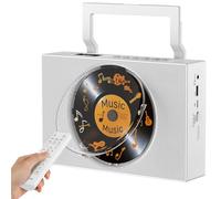 Gueray Lettore CD con Radio: Lettore CD Bluetooth con Maniglia Altoparlanti Display Telecomando Supporta Riproduzione Ripetuta AUX 3,5 mm, Jack per Cuffie, Radio FM, USB Type-C, Lettore MP3