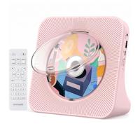 Gueray Lettore CD Portatile con Montaggio a Parete Lettori CD Bluetooth da tavolo per la Casa Altoparlanti HiFi Doppi Integrati Jack AUX e cuffie, Radio FM Boombox con telecomando Porta USB