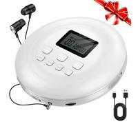 Gueray Lettore CD Portatile Hifi con Cuffie e Display Bianco | Stereo CD Supporto PROG ASP Funzione di memoria Funzione di ripetizione Effetto BASSO