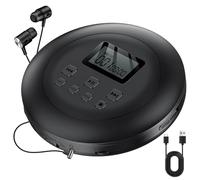 Gueray Lettore CD Portatile Hifi con display stereo cd Lettore CD con cuffie Supporto PROG ASP Funzione di memoria Funzione di ripetizione Effetto BASSO Nero