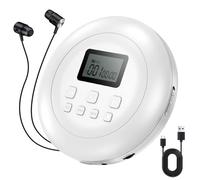 Gueray Lettore CD Portatile Lettores CD Personale con Cuffie Display LCD Anti-Skip Protezione HiFi Classico CDs Lettori di Musica Memoria per Auto Casa (Bianco)