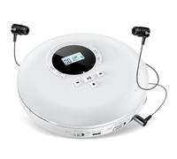 Gueray Lettore CD Portatile Lettori CD Personale con Cuffie Display LCD Anti-Skip Protezione HiFi Classico CD Lettores di Musica Memoria per Auto Casa-Bianco