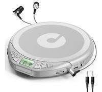 Gueray Lettore CD Portatile Personale con Cuffie Display LCD Protezione Anti-Skip HiFi Classic CD Music Player Supporto Funzione di Memoria PROG Lettore CD per Auto Casa (Argento)