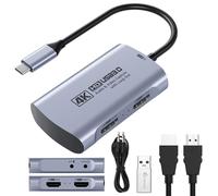 Guermok 4K 60FPS & 1080P 240FPS HDMI Capture Card for Streaming, USB 3.0 to USB-C/A, 4K60 Passthrough, 3.5mm Audio in and Mic Out, Works with Switch 2/1, PS, Quest 3, Pad, Mac, PC