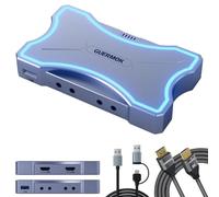 Guermok 4K HDMI Capture Card with Touch LED, Dual HDMI In/Loop-Out, USB 3.0, 4K@60Hz/ 2K@144Hz Video Capture, Mic/Line In, 4 Audio Outputs, Efficient Cooling, Streaming and Gaming for Switch2/1