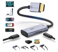 Guermok AR - Adattatore per display da HDMI a USB-C, 1,5 m, 4K a 60 Hz, convertitore XR con DC 5 V, per XREAL One/Air 2 Pro/RayNeo/Rokid, Switch 2/1, monitor portatili, argento