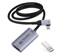Guermok Carte de Capture Vidéo 4K 60FPS, USB-C 90°, 1m, 1080P 240FPS USB3.0 HDMI vers USB A/C pour Streaming, Compatible Pad, Switch 2/1, Quest 3, Mac, PC, OBS
