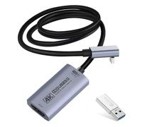 Guermok Carte de Capture Vidéo 4K 60FPS, USB-C coudé en L, 1 m, 1080P 240FPS USB3.0 HDMI vers USB A/C pour Streaming, Compatible Pad, Switch 2/1, Quest 3, Mac, PC, OBS