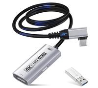 Guermok Scheda di acquisizione HDMI 4K USB3.0 per streaming, PD100W, USB a 90°, 1 m 4K a 60 fps 1080p a 240 fps HDMI a USB A/C dispositivi di acquisizione video per pad/tablet/MacOS/Switch2/1