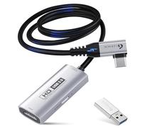Guermok Scheda di Acquisizione USB3.0 per Streaming, Adattatore USB-C/Tipo C 90° e PD 100W, 3,3ft 2K@30FPS HDMI a USB A/C per Quest3/ Pad/MacOS/Switch2/1