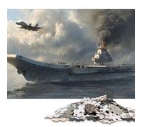 Guerra in mare Portaerei in fiamme Puzzle da 1000 pezzi per adolescenti Regali Puzzle in legno Puzzle per la casa Giochi educativi Giocattoli fai da te 1000 pezzi (75x50 cm)