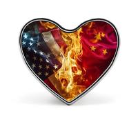 Guerra tariffaria tra bandiera USA e Cina, spilla a forma di cuore, distintivo per abbigliamento, gioielli e accessori per uomo e donna