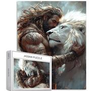 Guerrieri che combattono leoni bianchi 1000 pezzi puzzle per adulti antico guerriero greco arte puzzle impegnativo giochi di attività familiari colorato fai da te puzzle per la decorazione della casa