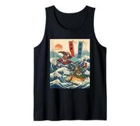 Guerrieri Samurai in Battaglia Ukiyo-e Style Onda Giapponese Canotta