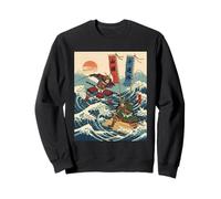 Guerrieri Samurai in Battaglia Ukiyo-e Style Onda Giapponese Felpa