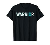 Guerriero Cervicale Cancer Awareness Teal Bianco Militare Maglietta