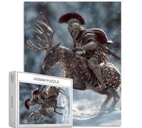Guerriero che cavalca una renna, puzzle da 1000 pezzi, per adulti, luci di Natale, decorazione impegnativa, giochi di attività familiari, colorato, fai da te, per decorazioni domestiche, regali, 50 x