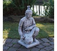 Guerriero cinese in terracotta statua in pietra 78 cm 60 kg cemento bianco an...