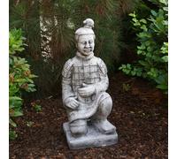 Guerriero cinese in terracotta statua in pietra 83 cm 70 kg cemento bianco an...