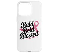 Guerriero con nastro rosa calvo audace e benedetto da combattente contro il cancro al seno Custodia per iPhone 15 Pro Max
