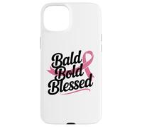 Guerriero con nastro rosa calvo audace e benedetto da combattente contro il cancro al seno Custodia per iPhone 15 Plus