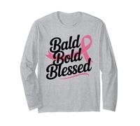 Guerriero con Nastro Rosa Calvo audace e Benedetto da combattente Contro Il Cancro al Seno Maglia a Manica