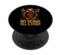 Guerriero del cuore Le mie cicatrici raccontano una storia Paziente chirurgico fresco PopSockets PopGrip Adesivo