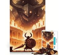 Guerriero di fronte a un demone colossale Puzzle da 1000 pezzi per ragazzi Gioco di concentrazione mentale Taglio di precisione Bordi lisci Gioco ideale come regalo di Natale (38x52cm)