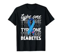 Guerriero diabetico con Nastro Blu per la consapevolezza del diabete di Tipo Uno Maglietta con Stampa Grafica Economica