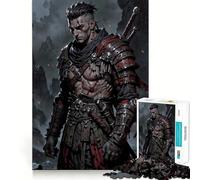 Guerriero ferito in un'ambientazione dark fantasy per adolescenti Puzzle da 1000 pezzi,gioco di memoria divertente,componenti robusti e ben definiti,portatile,ideale per i viaggi (38x26cm)