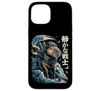 Guerriero mech Capybara con cannoni a vapore e testo kanji Custodia per iPhone 15