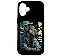 Guerriero mech Capybara con cannoni a vapore e testo kanji Custodia per iPhone 16