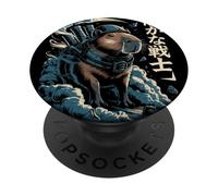 Guerriero mech Capybara con cannoni a vapore e testo kanji PopSockets PopGrip Adesivo