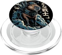 Guerriero mech Capybara con cannoni a vapore e testo kanji PopSockets PopGrip per MagSafe