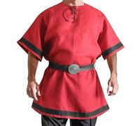 Guerriero medievale vichingo Robe Medievale Tunic Knight Camicia Rock Robe Cosplay Costume Halloween Party Medievale Gonna a armi - Uomo Bryen bordeaux tunica vichinga tunica medievale abbigliamento