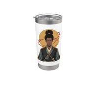 Guerriero Samurai africano Katana Black History Month Bushido Bicchiere termico in acciaio inox doppia parete