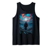 Guerriero Samurai Che Domina Il Tranquillo Crepuscolo del Campo Illuminato dalla Luna Canotta