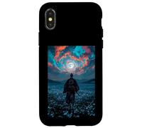 Guerriero samurai che domina il tranquillo crepuscolo del campo illuminato dalla luna Custodia per iPhone X/XS
