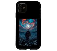 Guerriero samurai che domina il tranquillo crepuscolo del campo illuminato dalla luna Custodia per iPhone 11