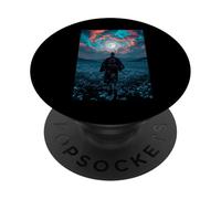 Guerriero samurai che domina il tranquillo crepuscolo del campo illuminato dalla luna PopSockets PopGrip Adesivo