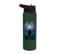 Guerriero samurai che domina il tranquillo crepuscolo del campo illuminato dalla luna Stainless Steel Insulated Water Bottle