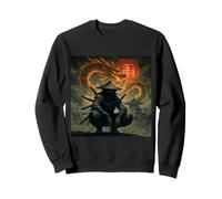 Guerriero Samurai Oscuro con Spirito Drago Fuoco Felpa