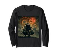 Guerriero Samurai Oscuro con Spirito Drago Fuoco Maglia a Manica