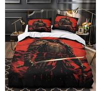 Guerriero Samurai Set Di Copripiumino Biancheria da letto 3 Pezzi morbida microfibra stampa di 3D con federa incluso federe fantasy oscuro copripiumino for bambini adulti ragazzi Single（135x200cm）