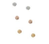 Guess 3 Paio Set Oro + Argento + Rosa Tono Bling Strass Orecchini a Perno Palla