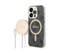Guess 4G Bundle Pack Custodia e caricabatterie MagSafe, nero/oro - iPhone 14 Pro Max