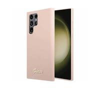 Custodia Guess in silicone con logo in metallo, rosa - Galaxy S23 Ultra